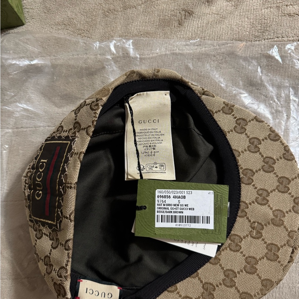 New Gucci Tan Monogram Newboy Flat Cap (Brown/Beige) - Picture 4 of 7
